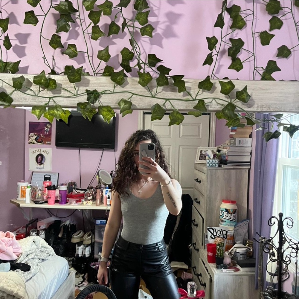 Garage wide leg Black Leather Pants